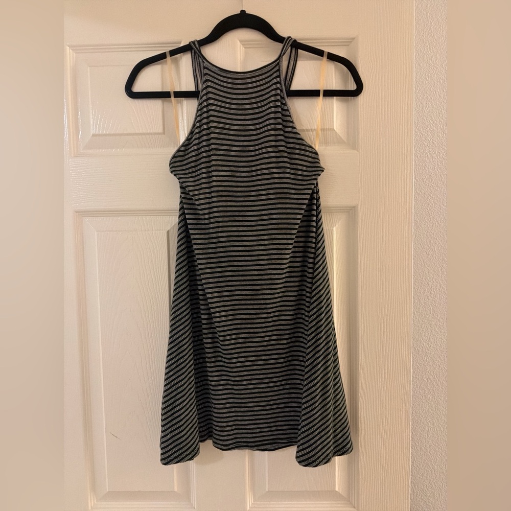 American Eagle Outfitters Black and Gray Striped Mini Dress